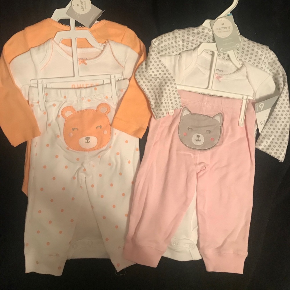 2ea -6mo 3pc outfit sets;onesies & pant sets🐱🐻